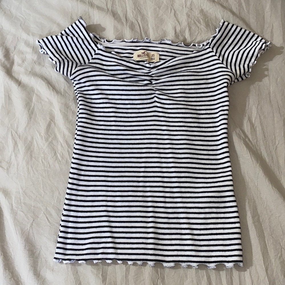 Stripe off shoulder shirt